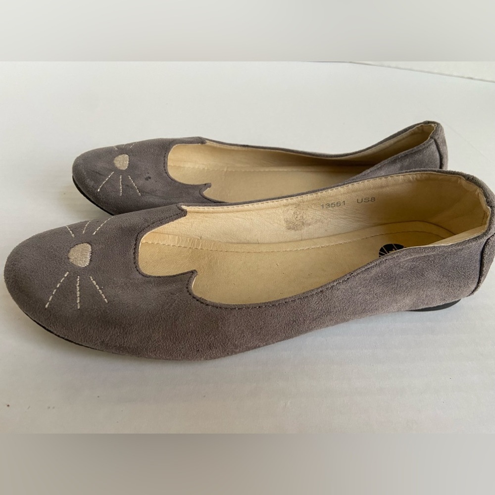 Tuk Faux Suede Cat Loafers Flats Womens Shoes Gray Retro Sz 8 M Indie Boho